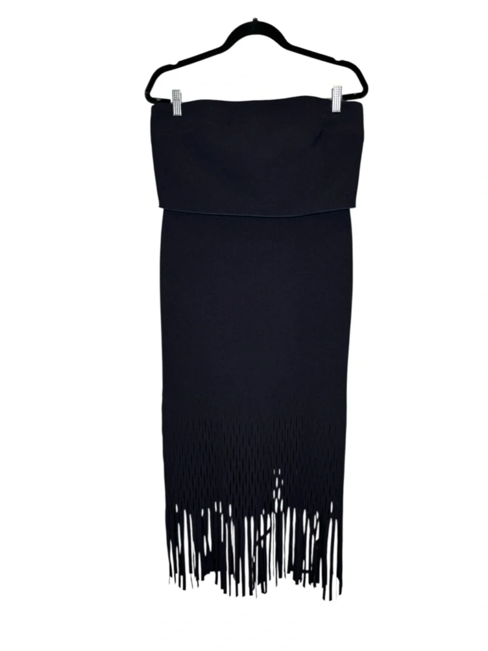 Dion Lee Strapless Laser Cut Fringe Dress Size 10 Navy